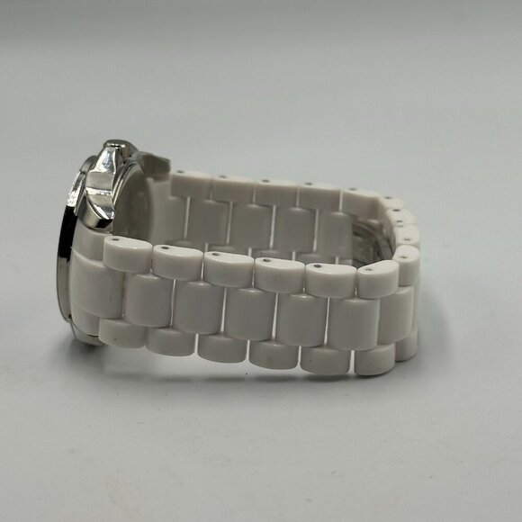 3/$30 Anne Klein Watch Women Silver Tone Round Dial White Band 37MM 7.25" - Picture 4 of 10